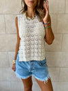 Beige Side Tie Crochet Vest