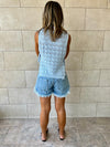 Baby Blue Side Tie Crochet Vest