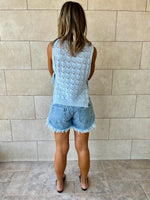 Baby Blue Side Tie Crochet Vest