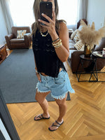 Black Side Tie Crochet Vest