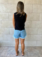 Black Side Tie Crochet Vest