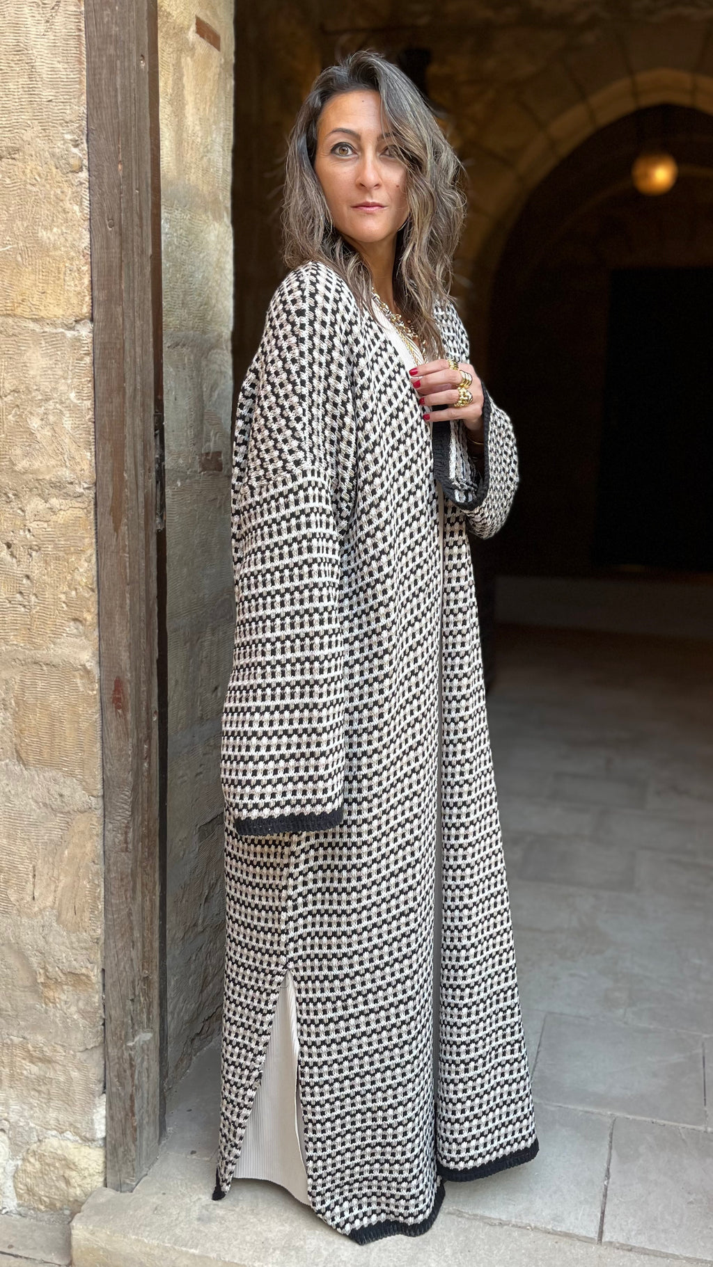 Beige Heavy Knit Cardigan