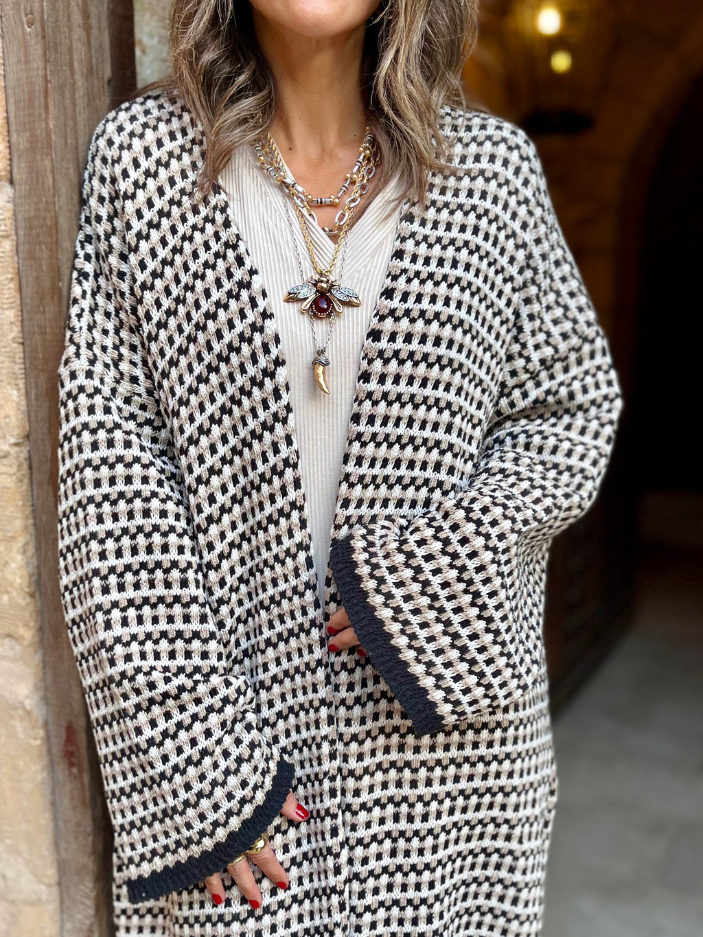 Beige Heavy Knit Cardigan