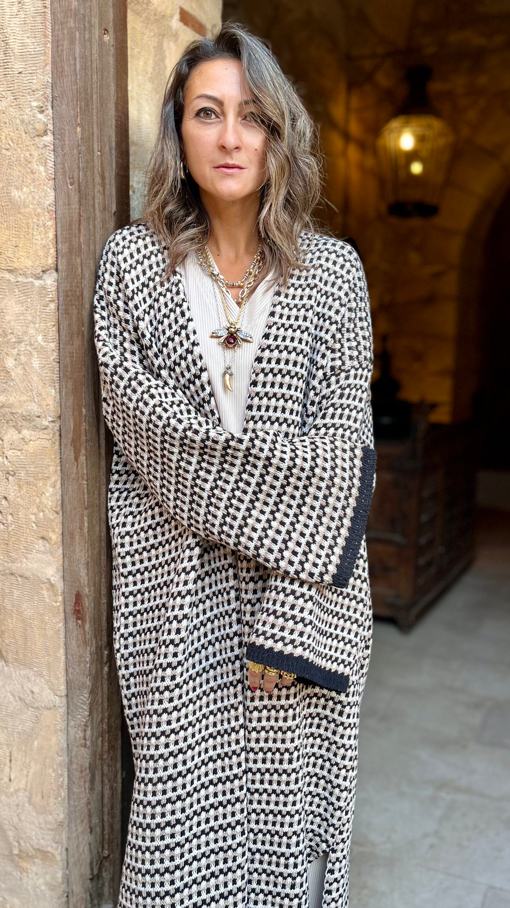 Beige Heavy Knit Cardigan