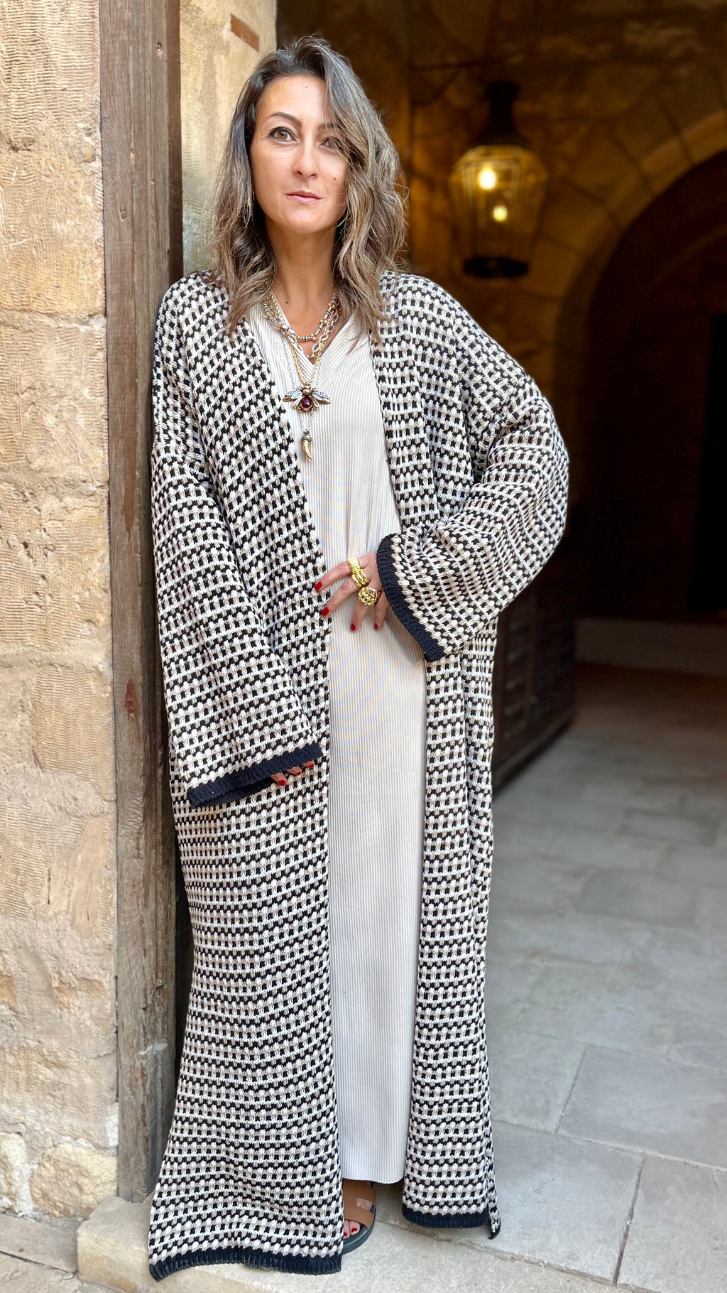 Beige Heavy Knit Cardigan