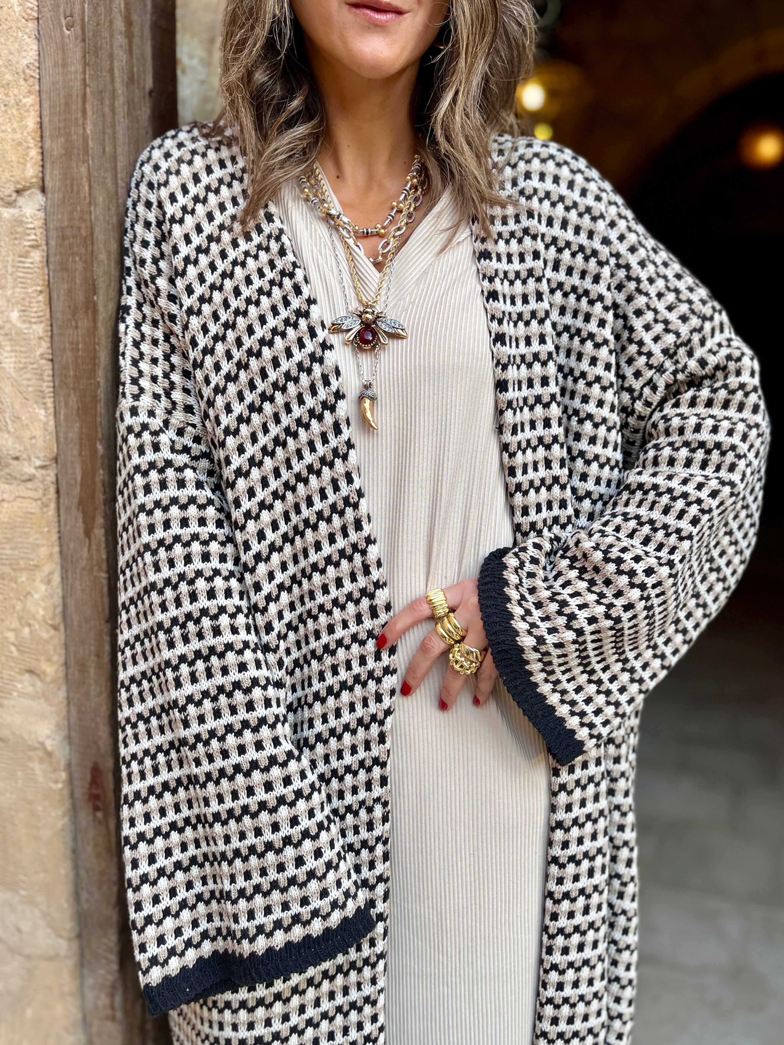 Beige Heavy Knit Cardigan