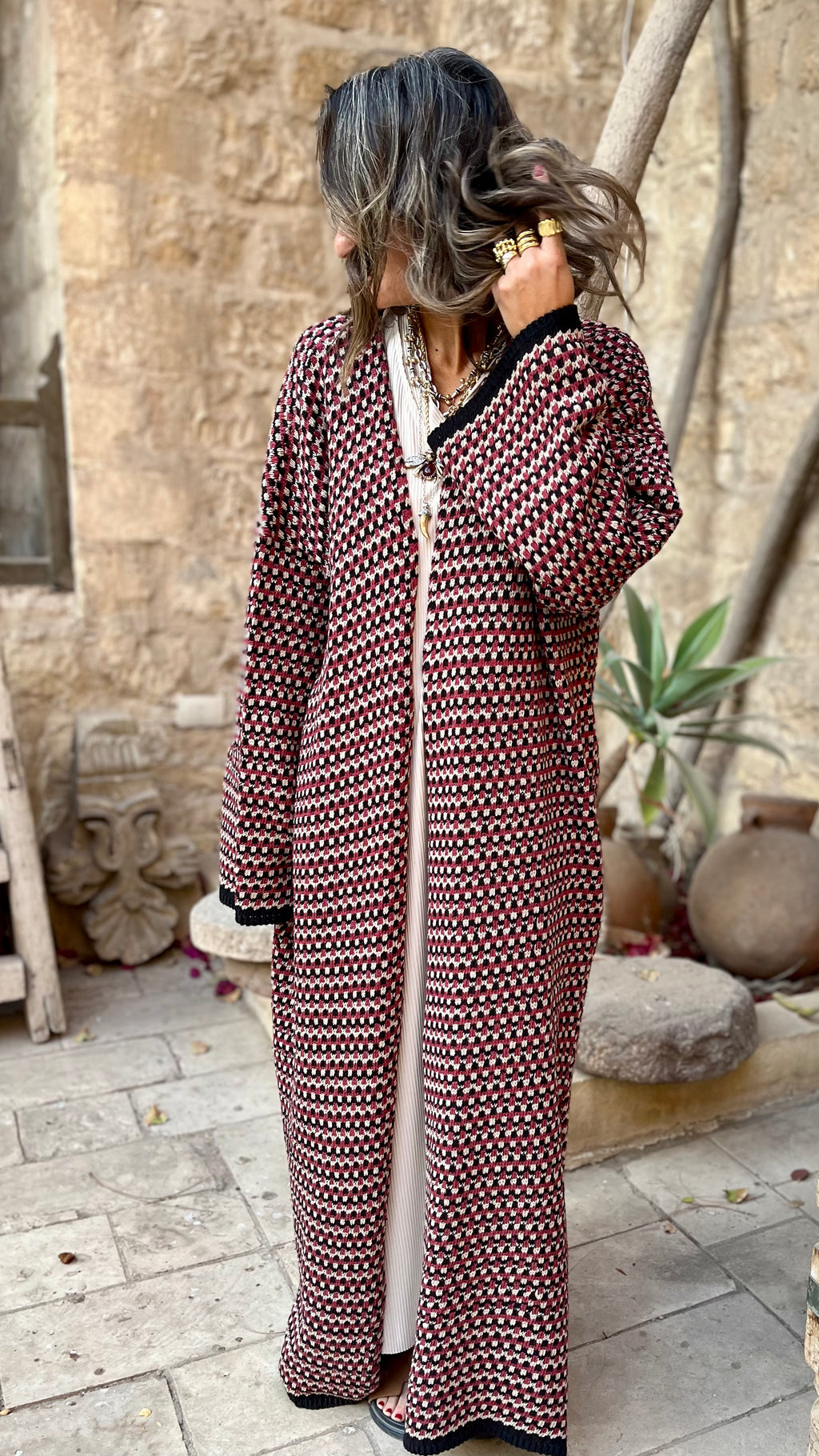 Burgundy Heavy Knit Cardigan