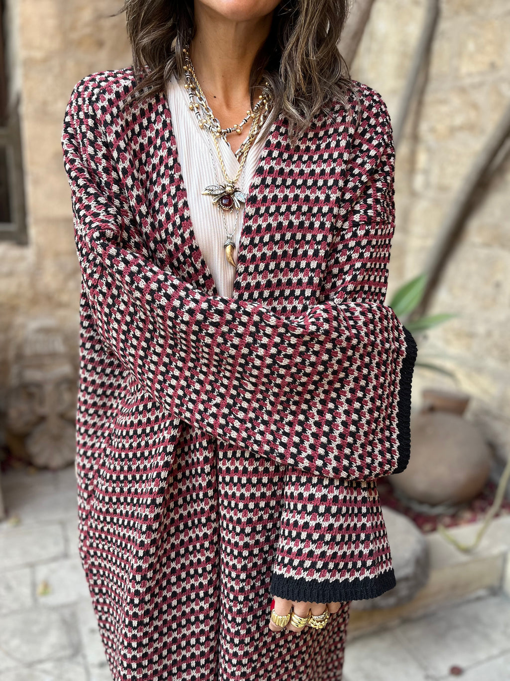 Burgundy Heavy Knit Cardigan