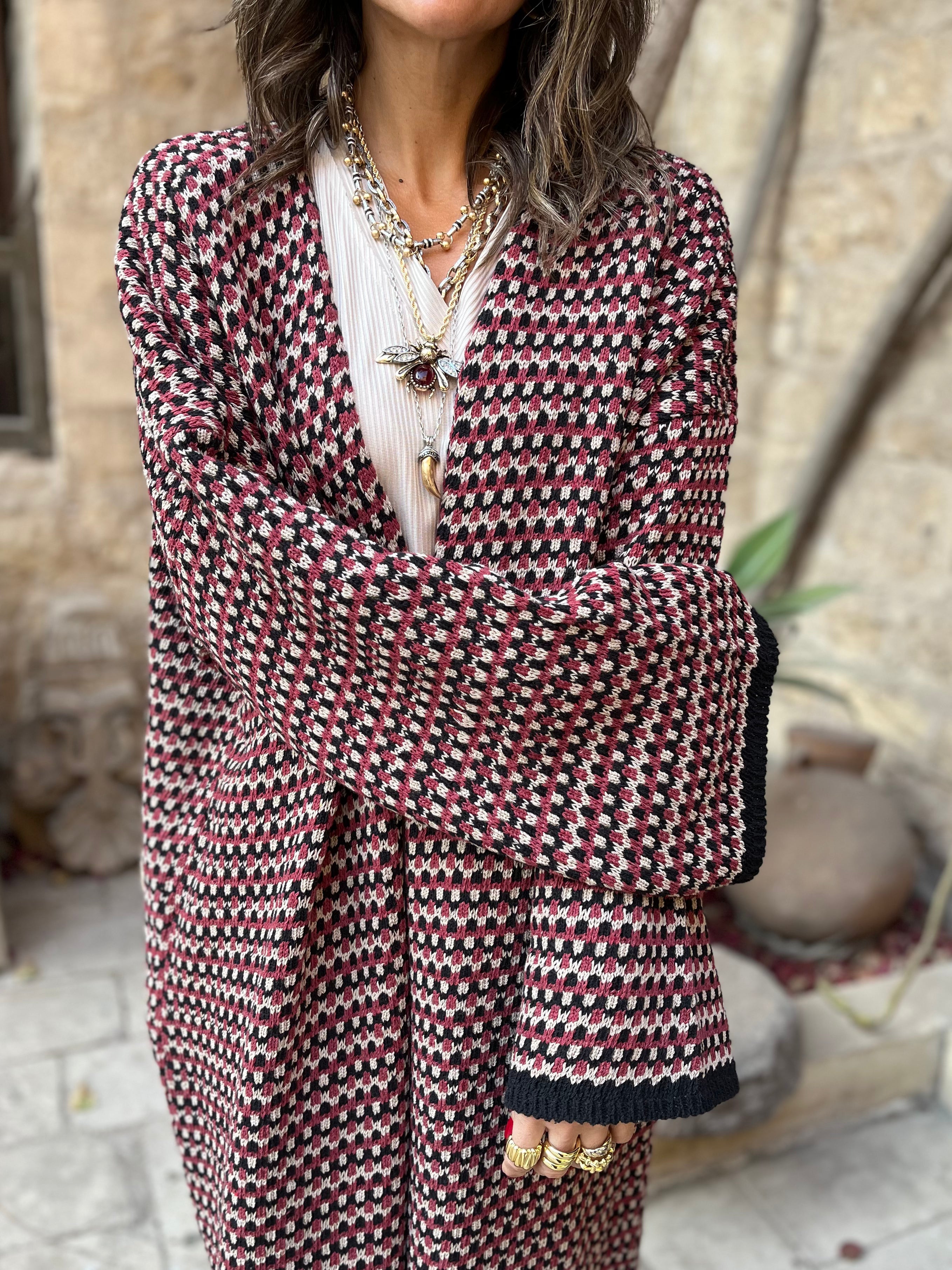 Burgundy Heavy Knit Cardigan