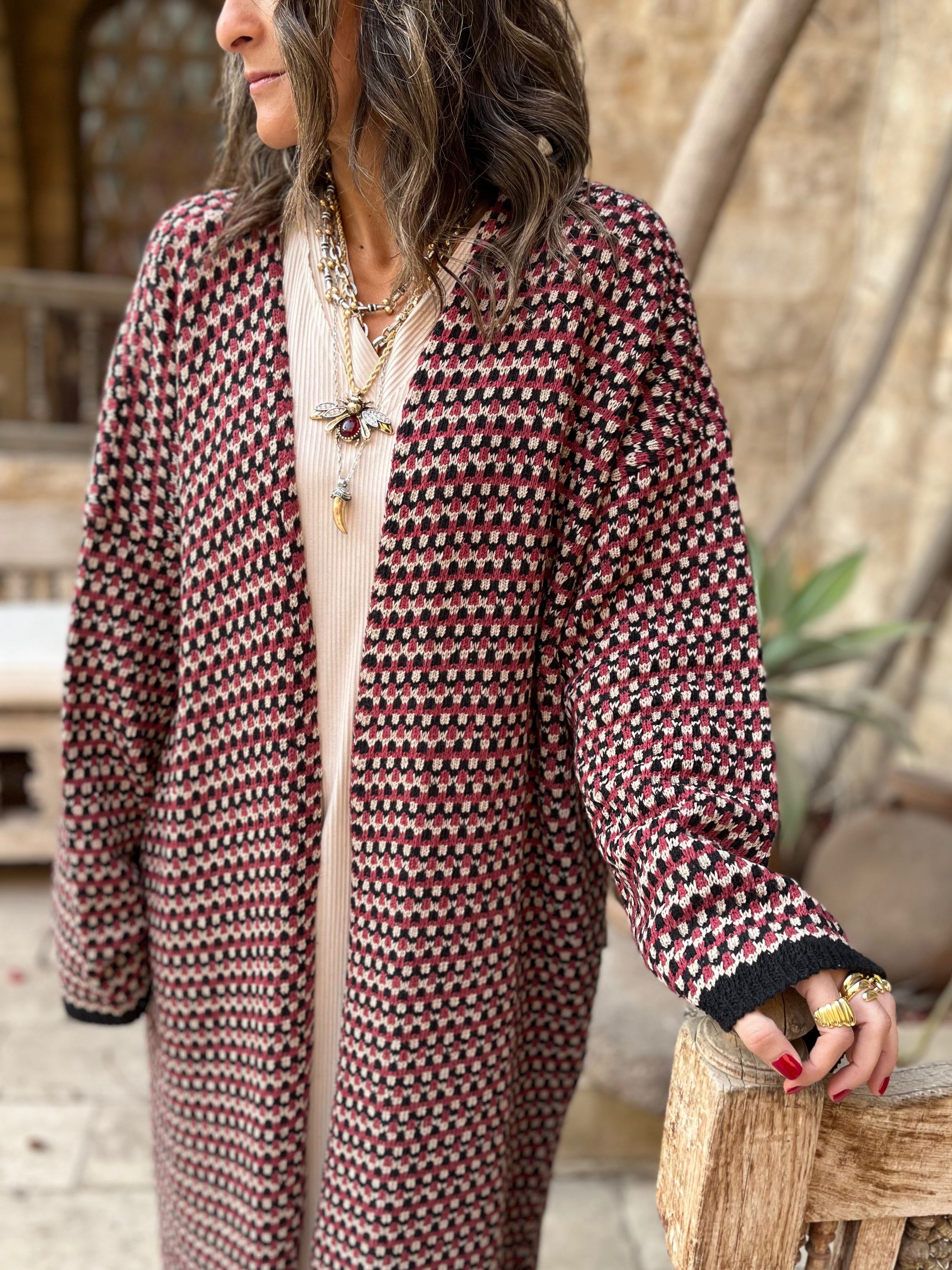 Burgundy Heavy Knit Cardigan