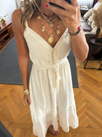 Beige Middle Detailed Sleeveless Dress