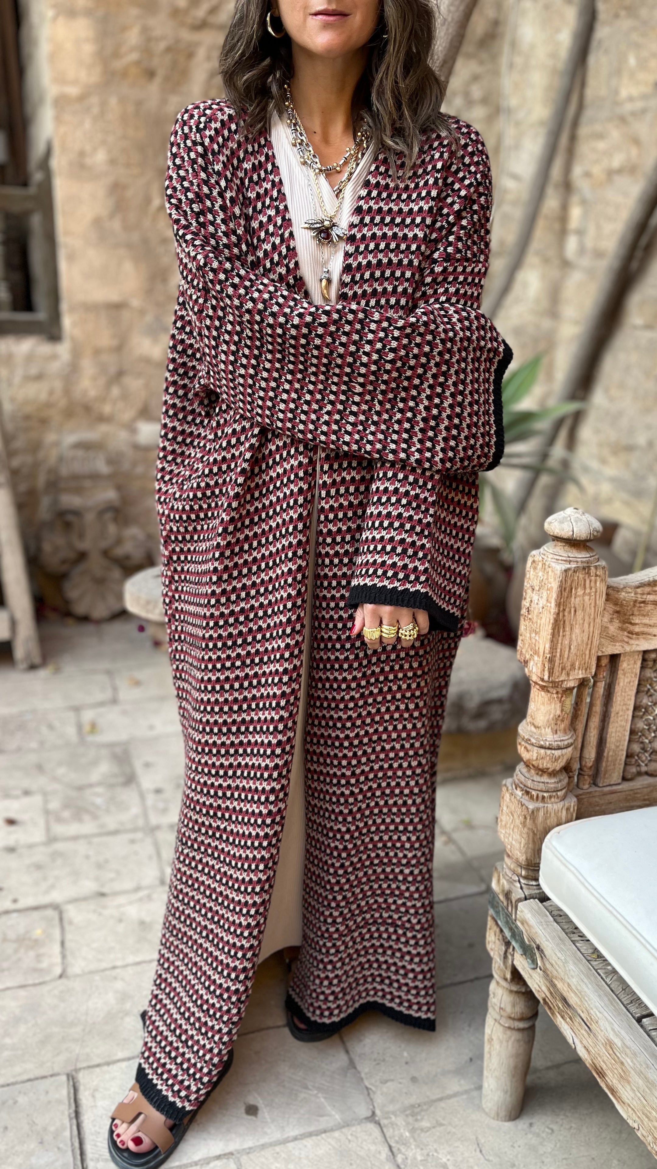 Burgundy Heavy Knit Cardigan