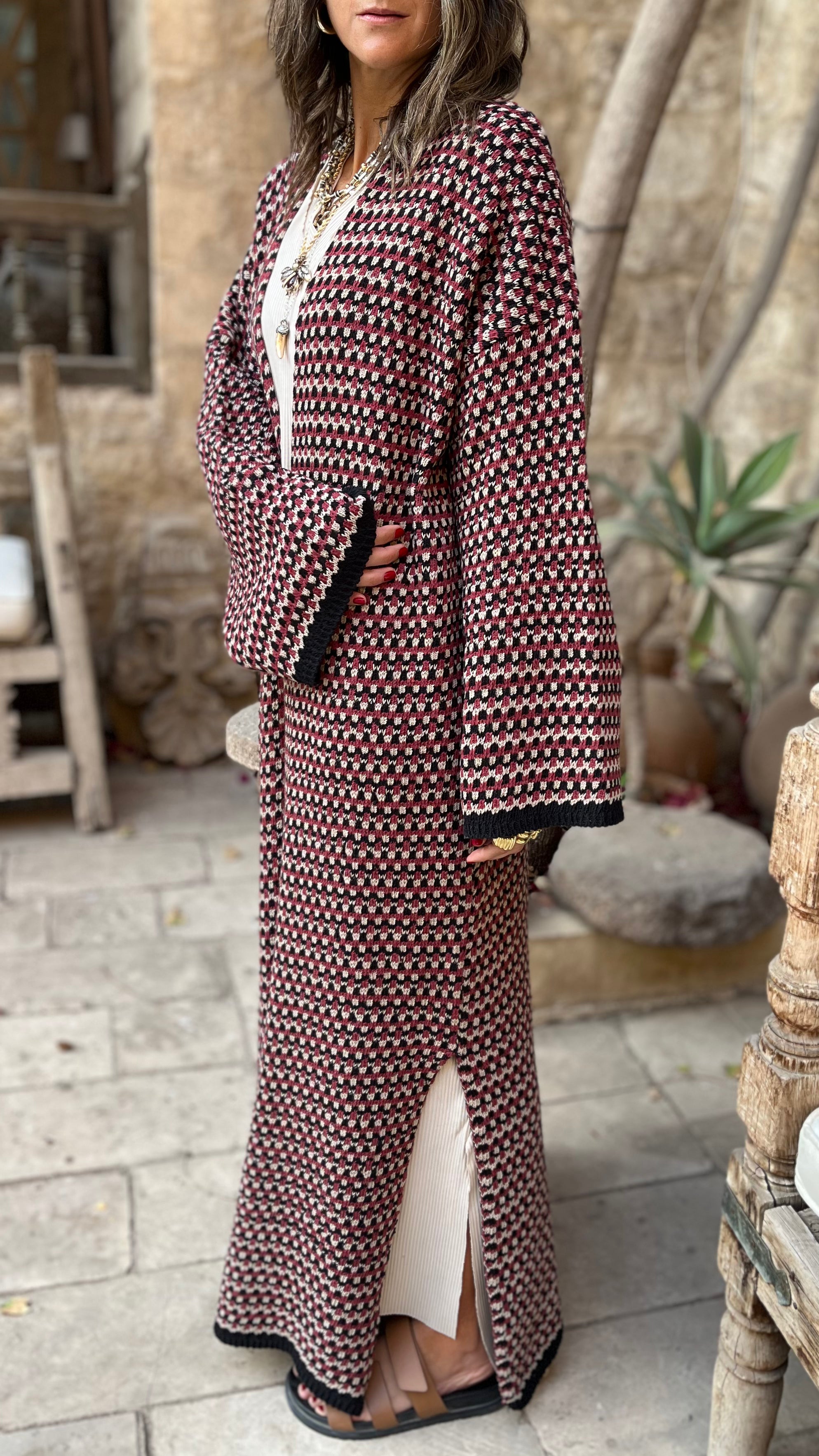 Burgundy Heavy Knit Cardigan