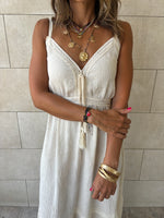 Beige Middle Detailed Sleeveless Dress