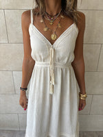 Beige Middle Detailed Sleeveless Dress