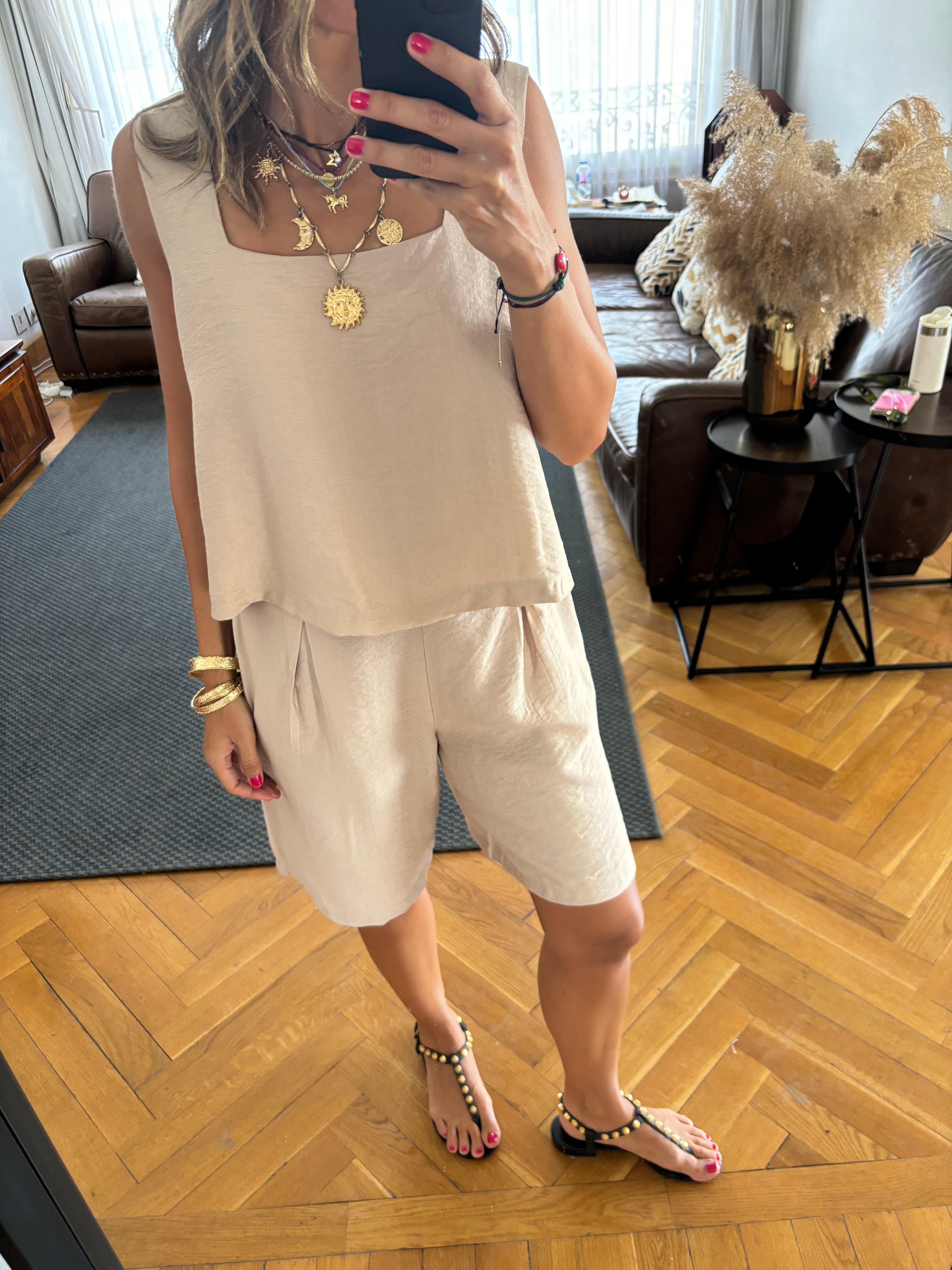 Beige Boy Shorts Morning Set