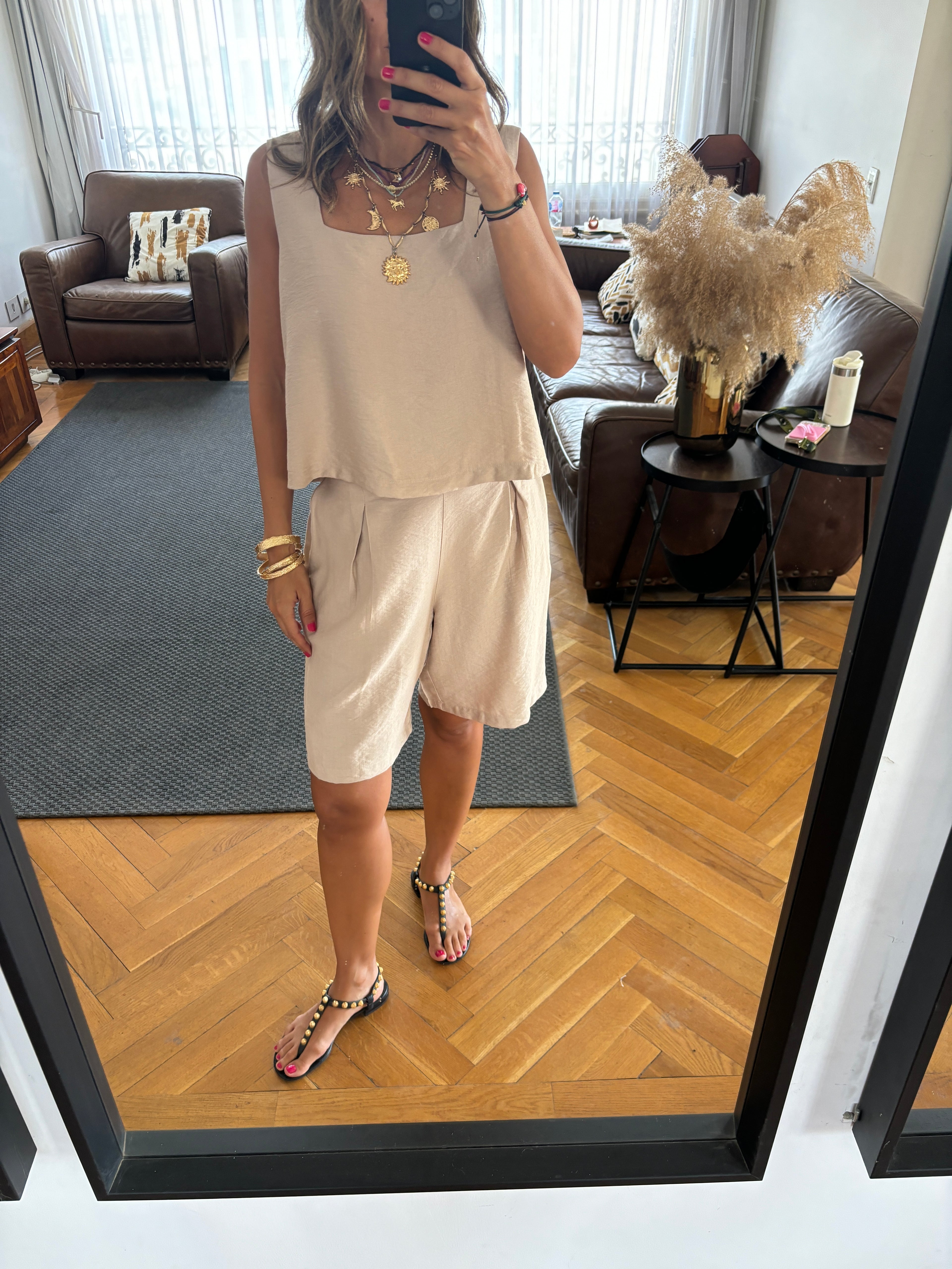 Beige Boy Shorts Morning Set