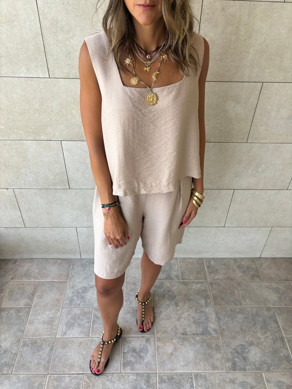 Beige Boy Shorts Morning Set