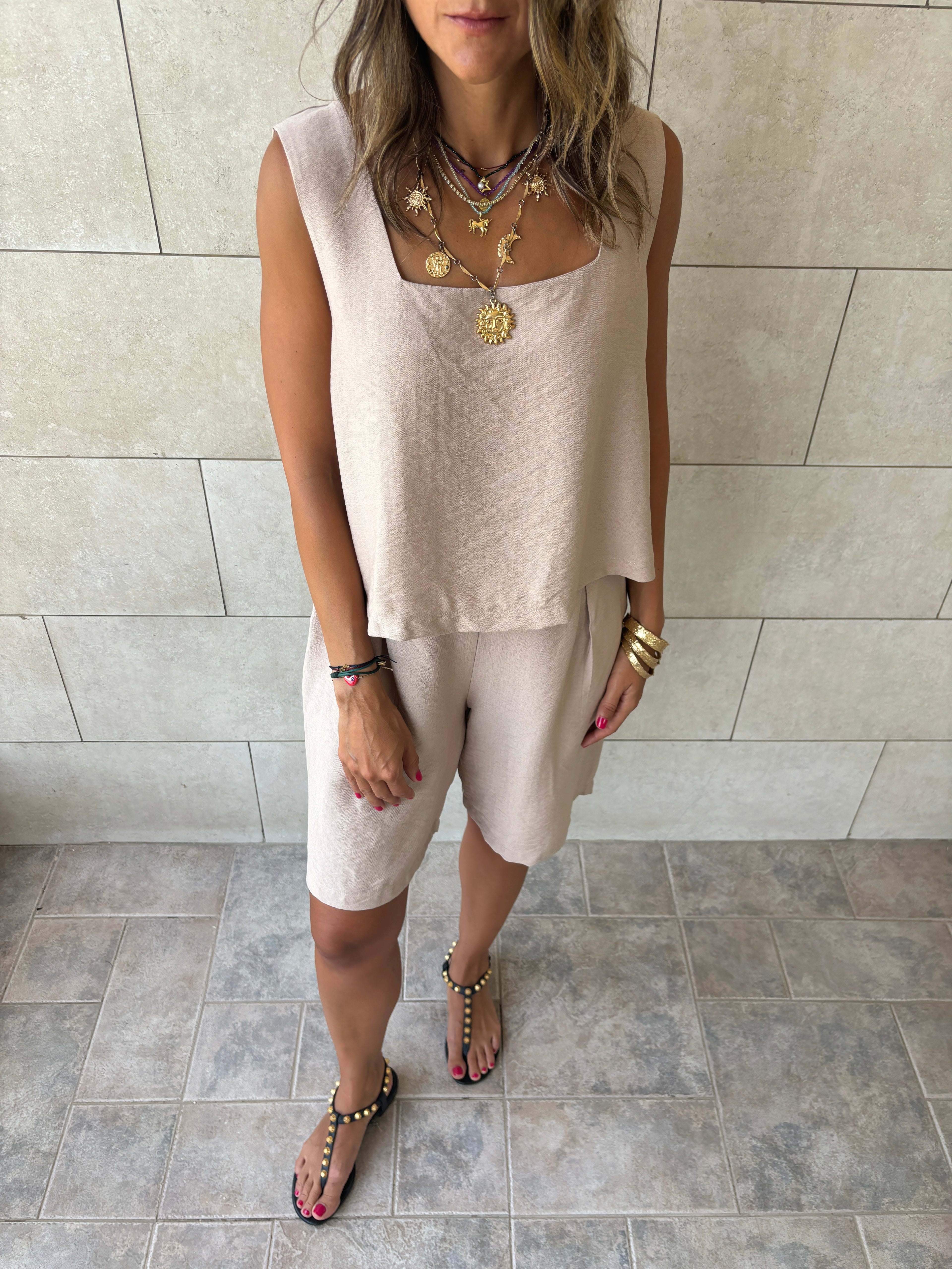 Beige Boy Shorts Morning Set