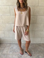 Beige Boy Shorts Morning Set