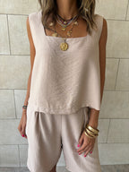 Beige Boy Shorts Morning Set