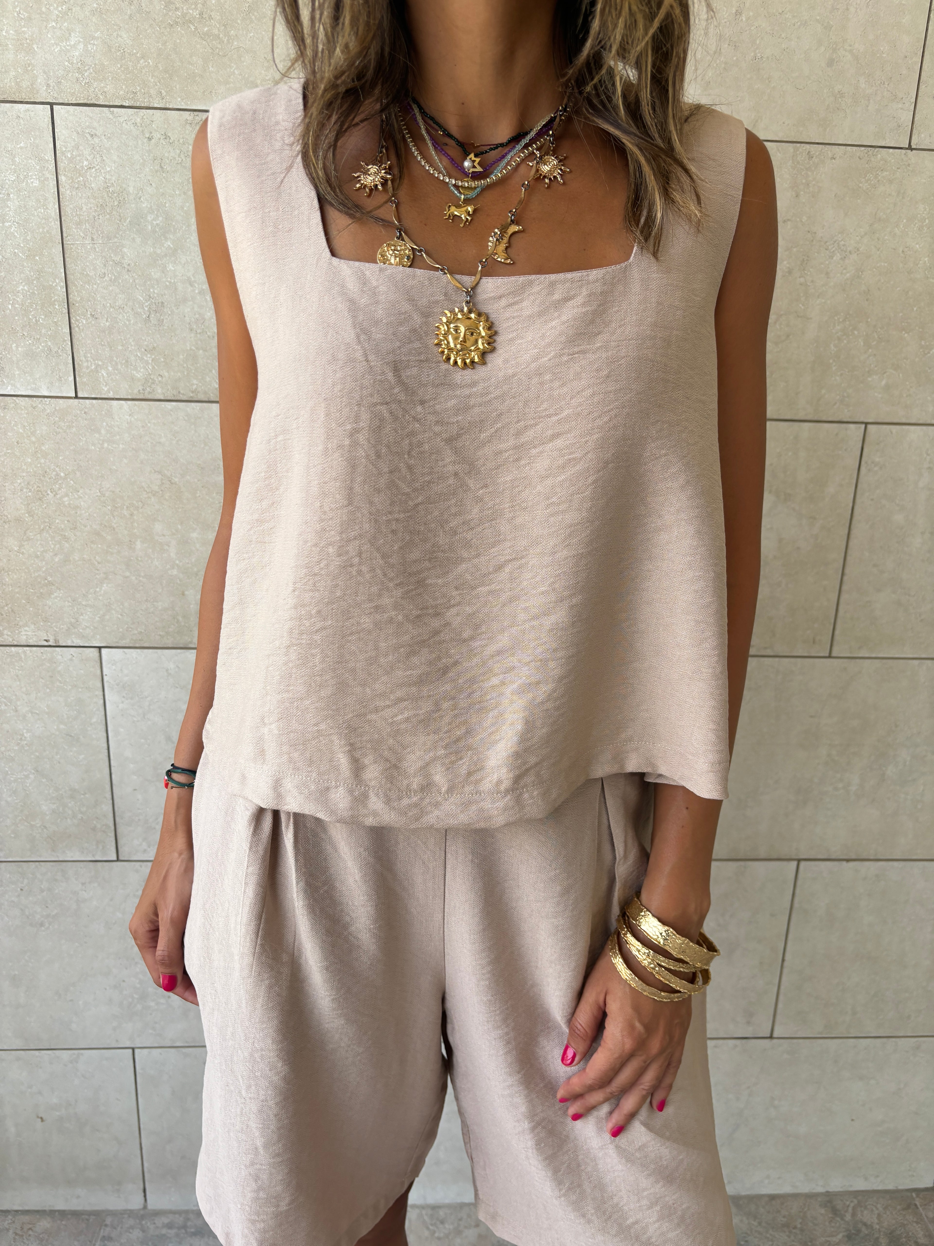 Beige Boy Shorts Morning Set