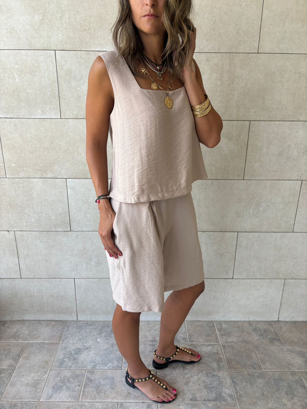 Beige Boy Shorts Morning Set