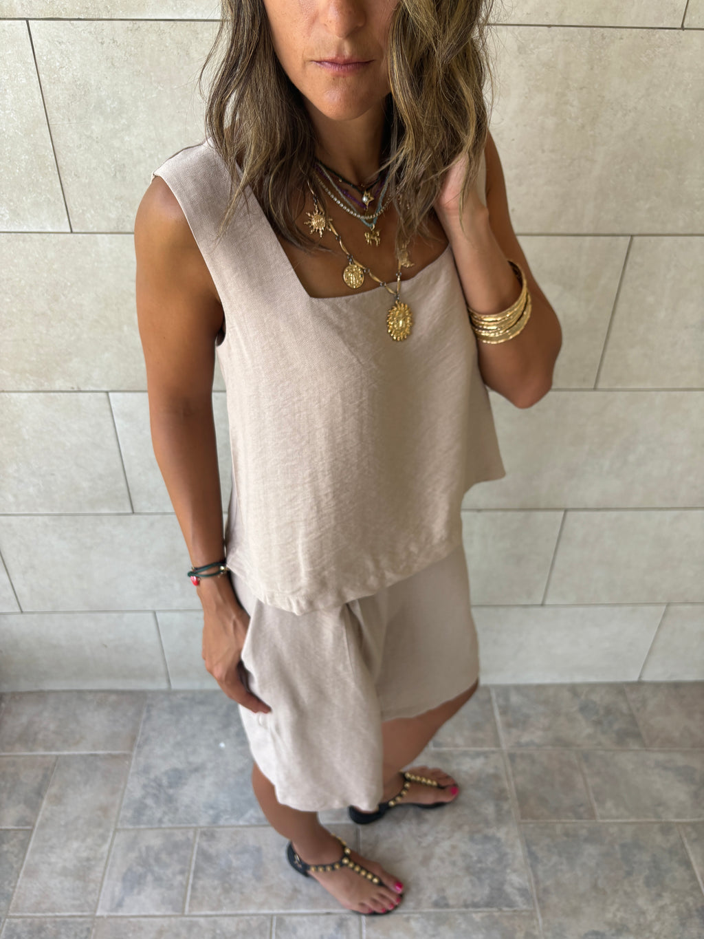 Beige Boy Shorts Morning Set