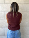 Brown Sleeveless Crew Neck Knit Top