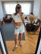 Blue Ripped Denim Shorts