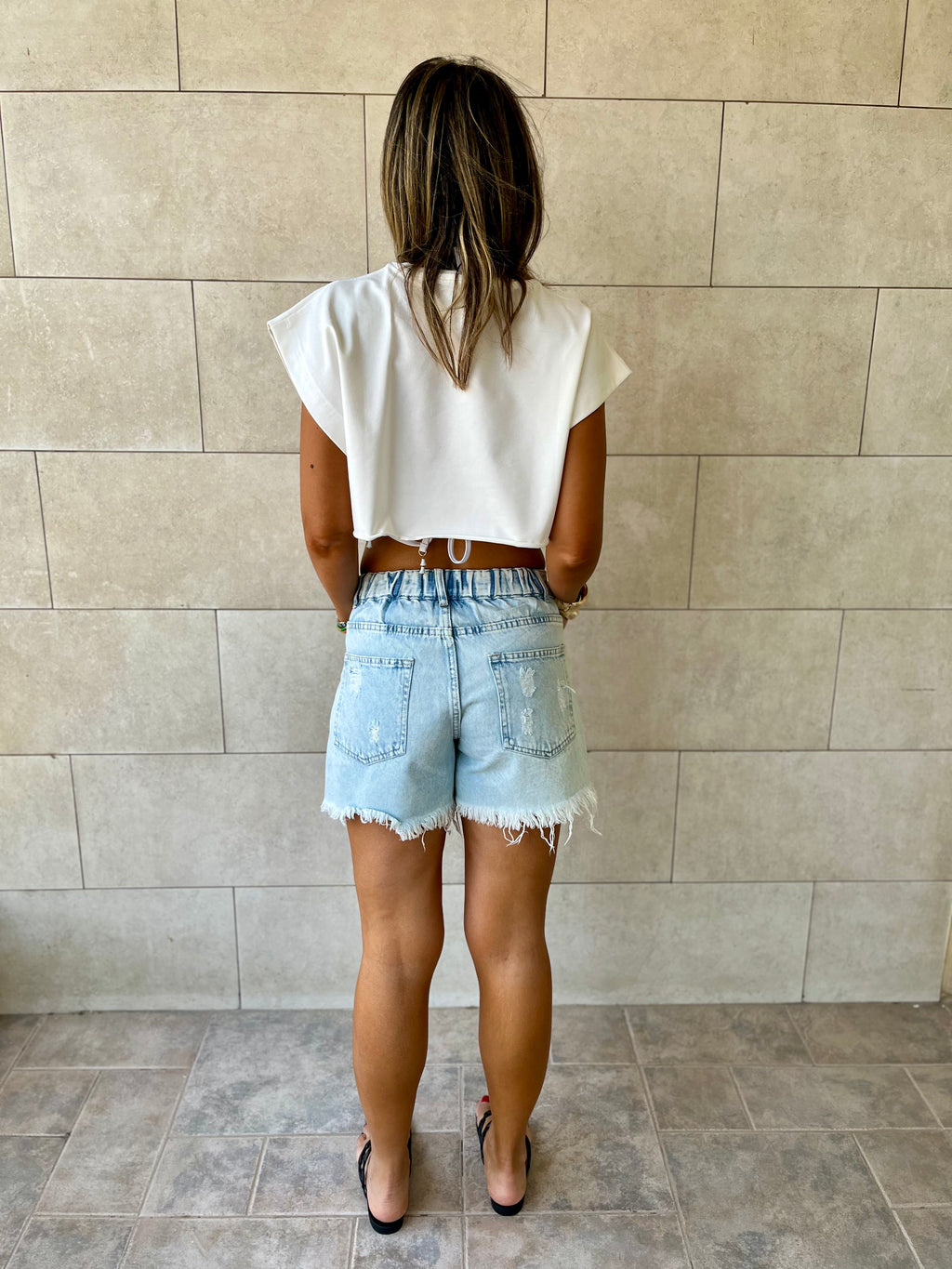 Blue Ripped Denim Shorts