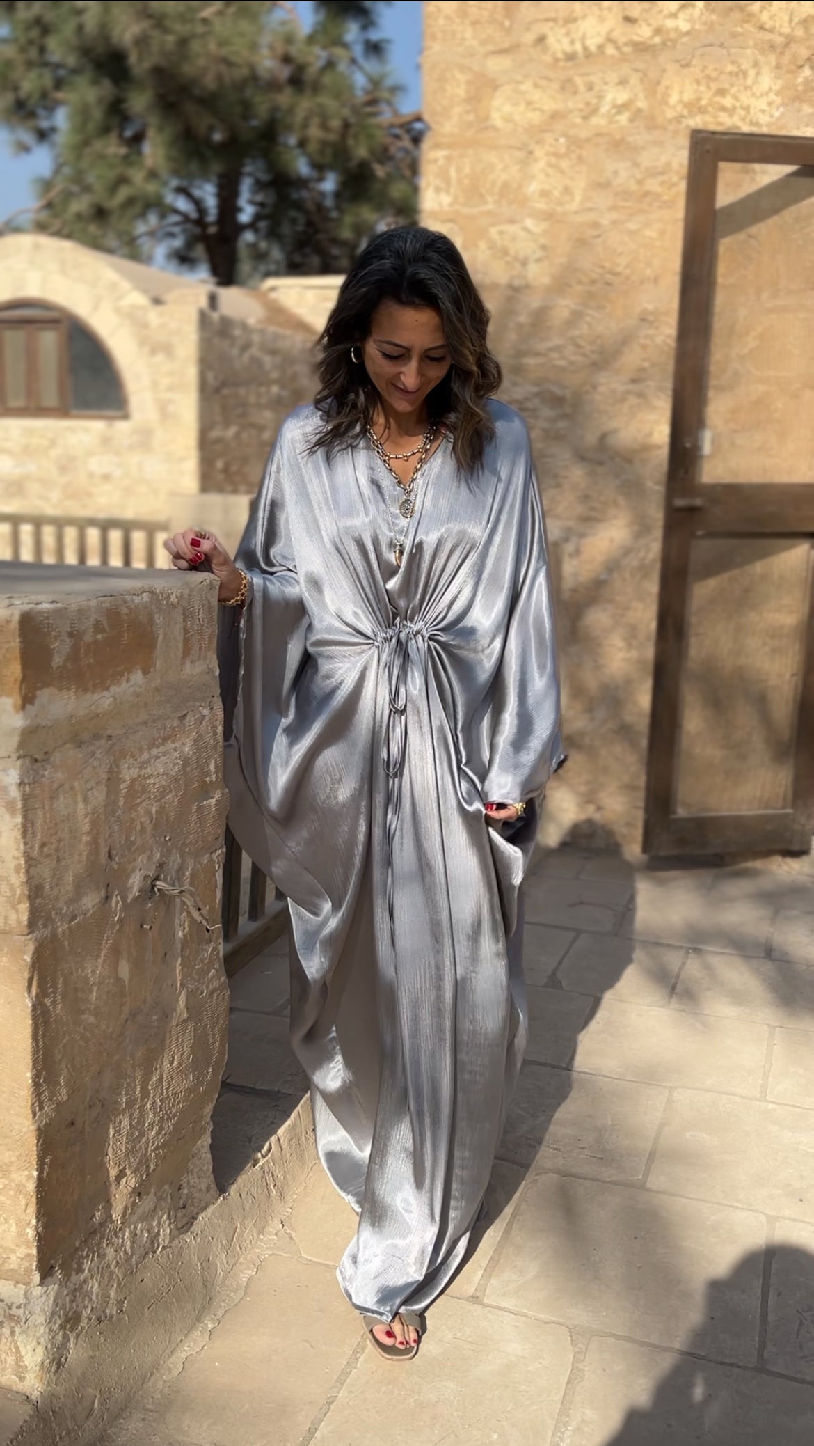 Silver Shimmery Nubian Kaftan