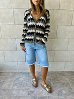 Olive Giving Waves Crochet Shirt