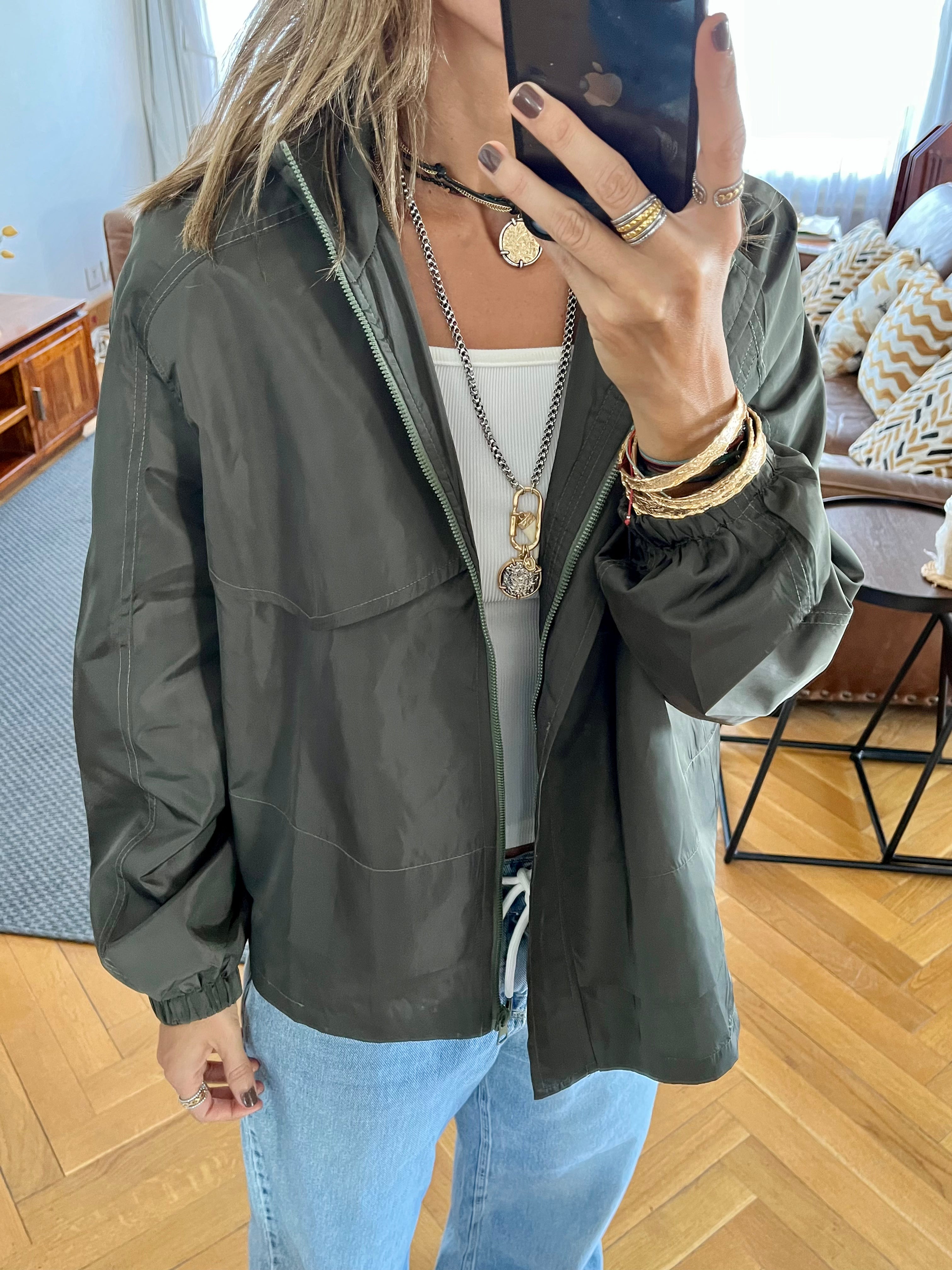 Olive Waterproof Short Jacket