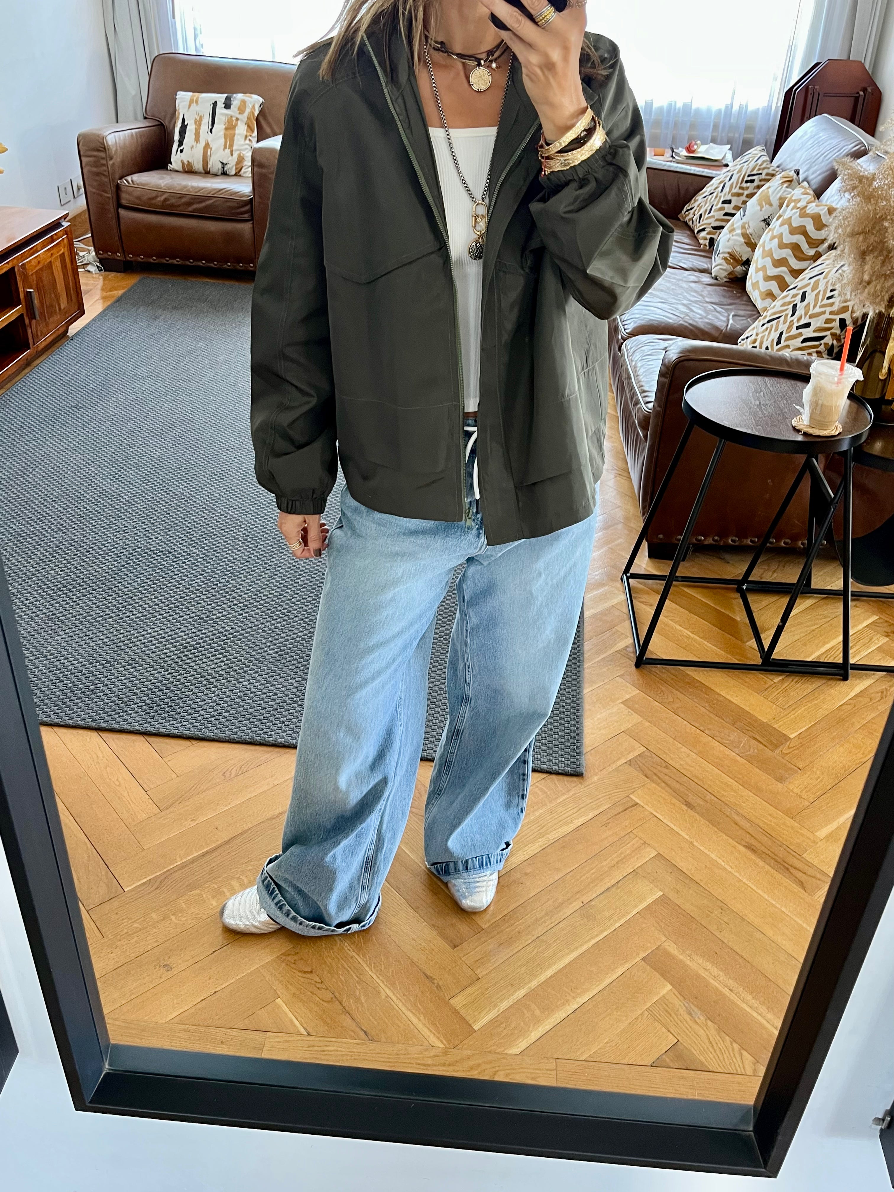 Olive Waterproof Short Jacket