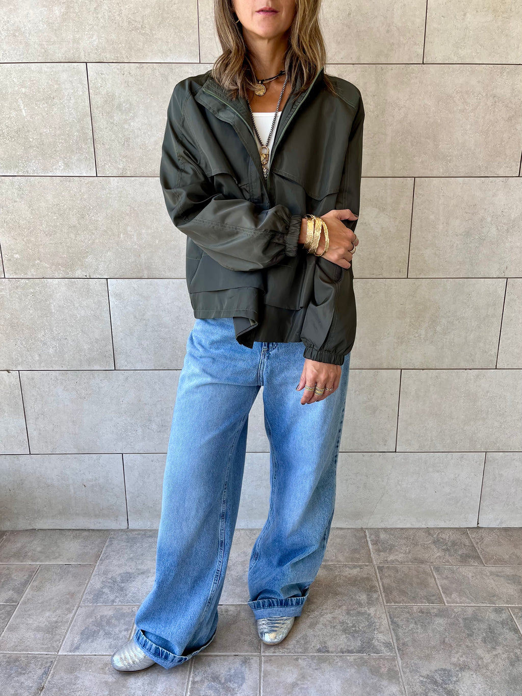 Olive Waterproof Short Jacket