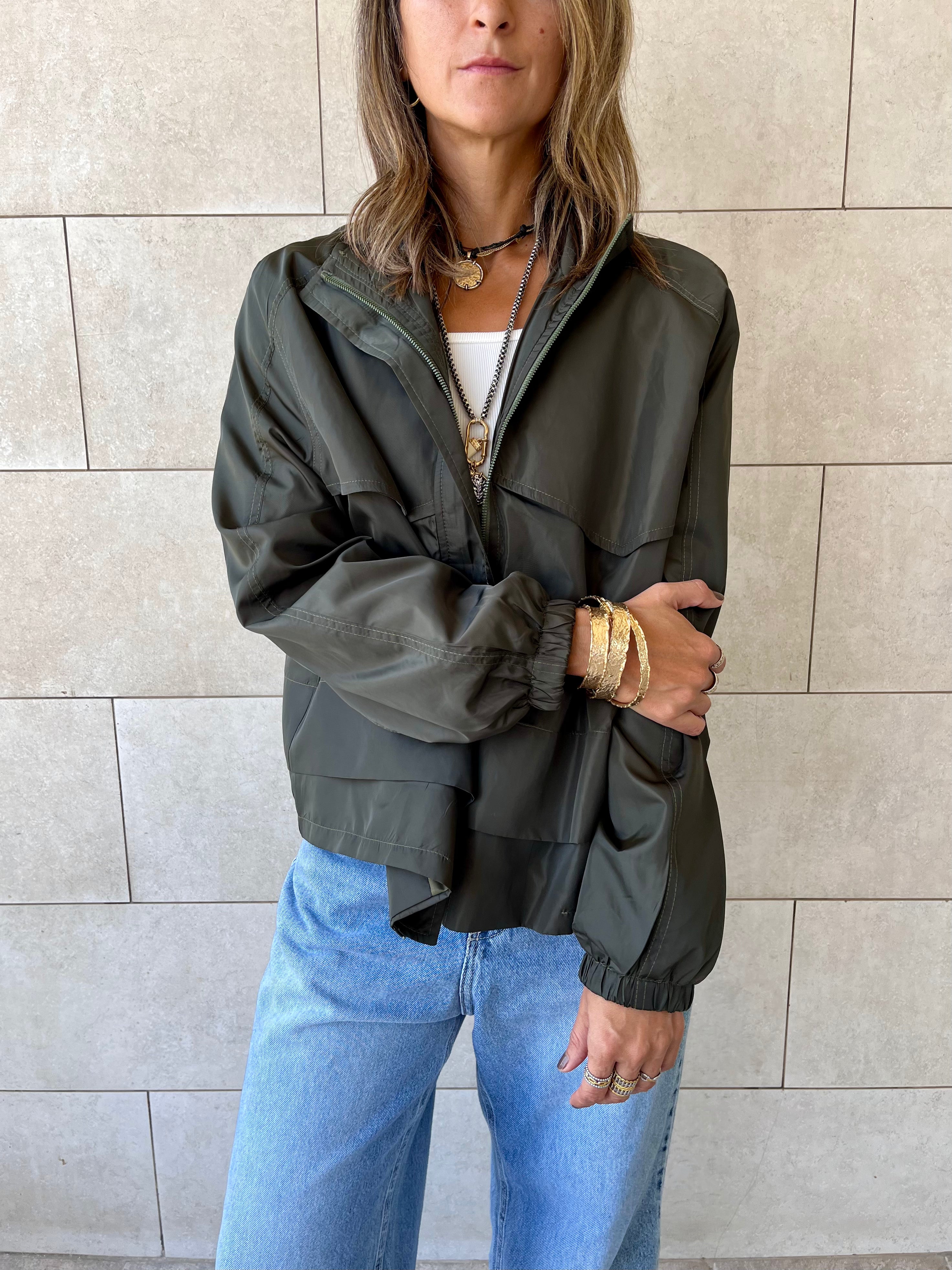 Olive Waterproof Short Jacket