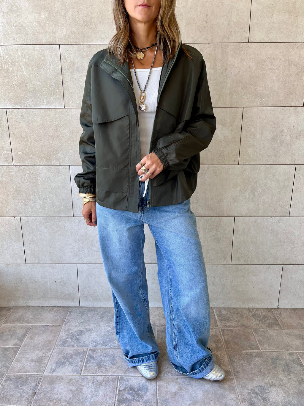 Olive Waterproof Short Jacket