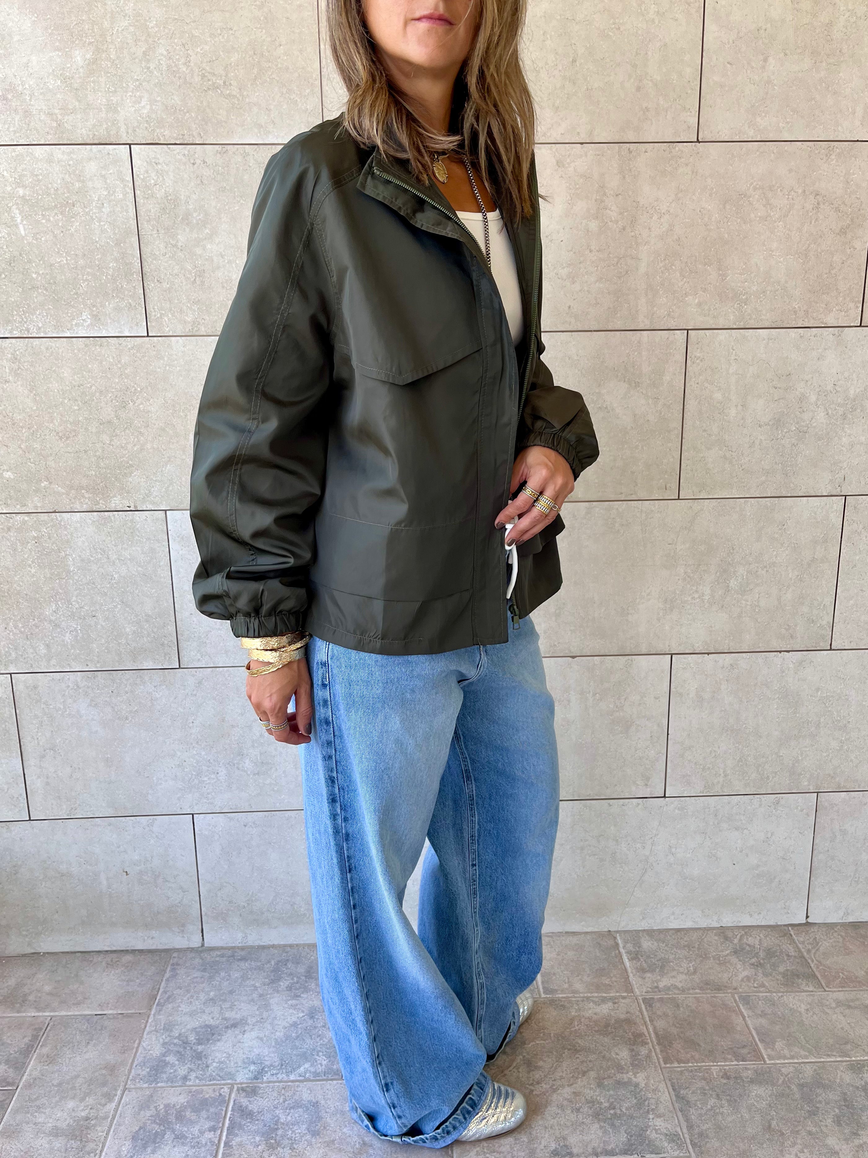 Olive Waterproof Short Jacket