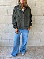 Olive Waterproof Short Jacket