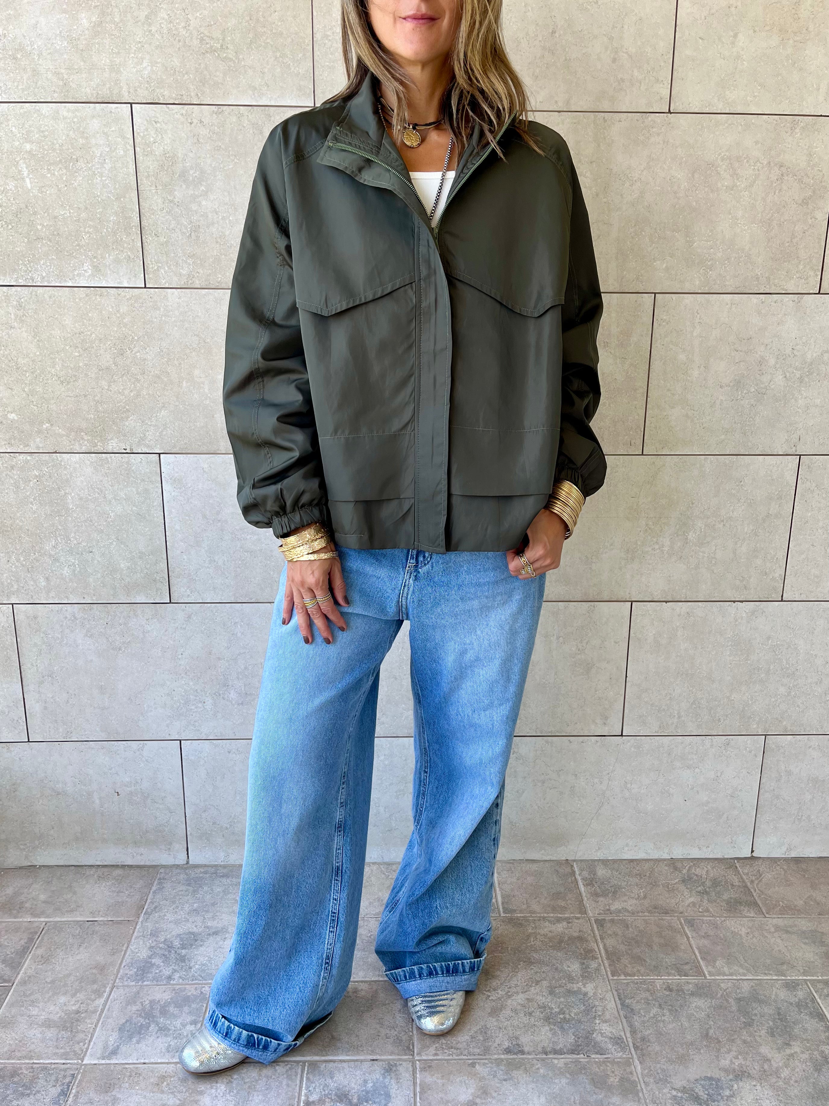 Olive Waterproof Short Jacket