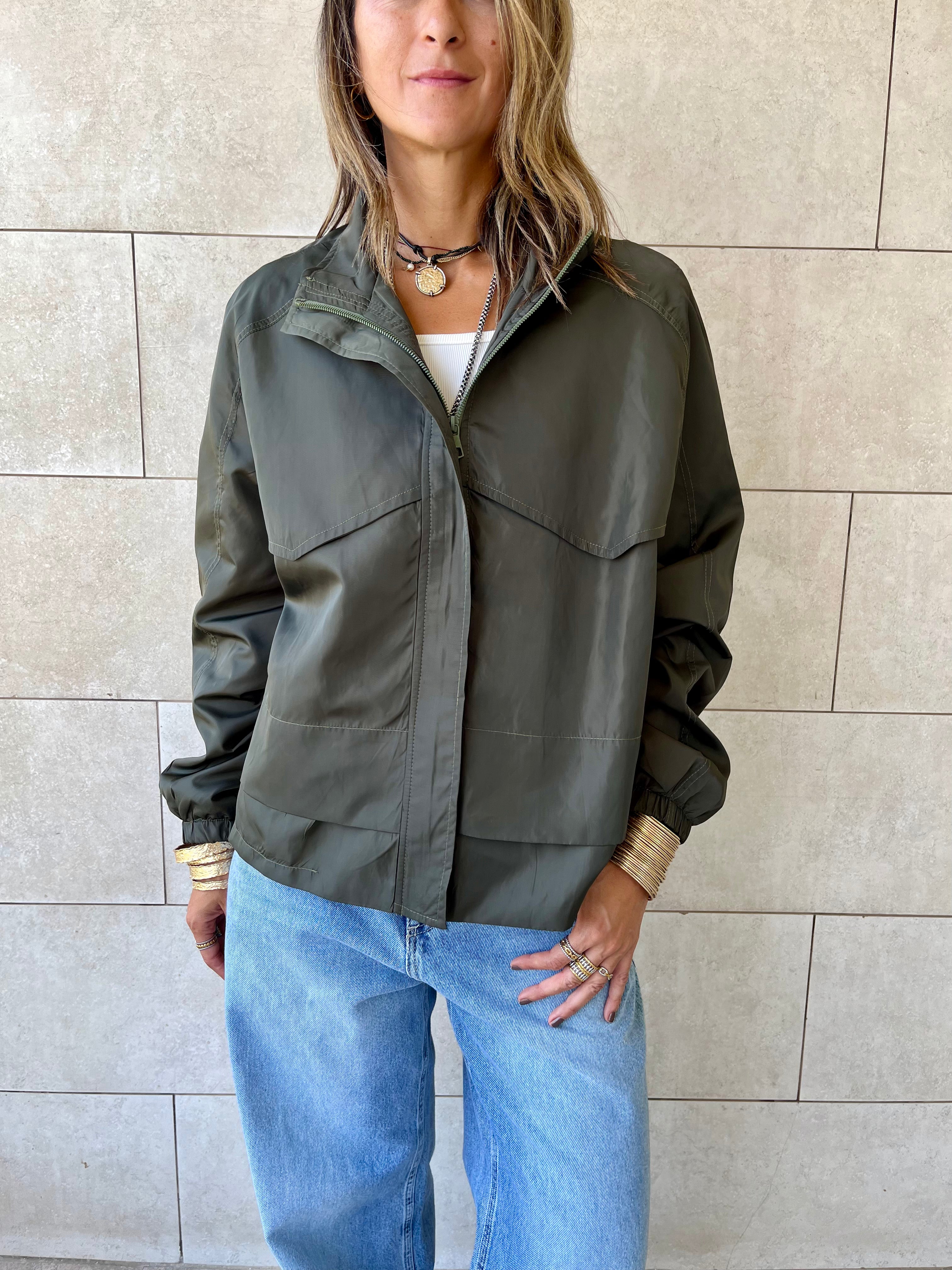 Olive Waterproof Short Jacket