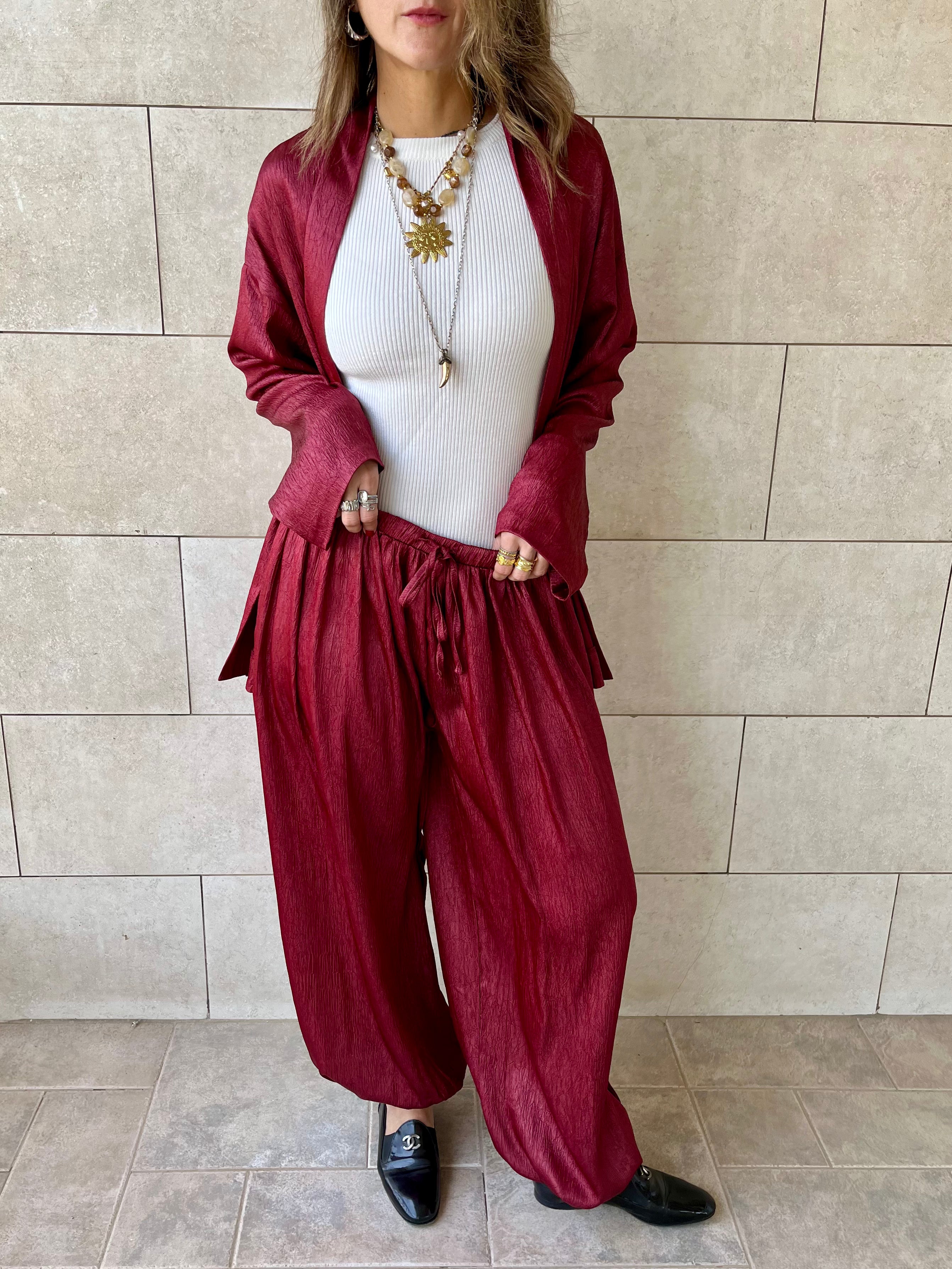 Burgundy Golden Hour Balloon Pants