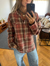 Burgundy Plaid Button Down Henley