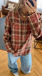 Burgundy Plaid Button Down Henley