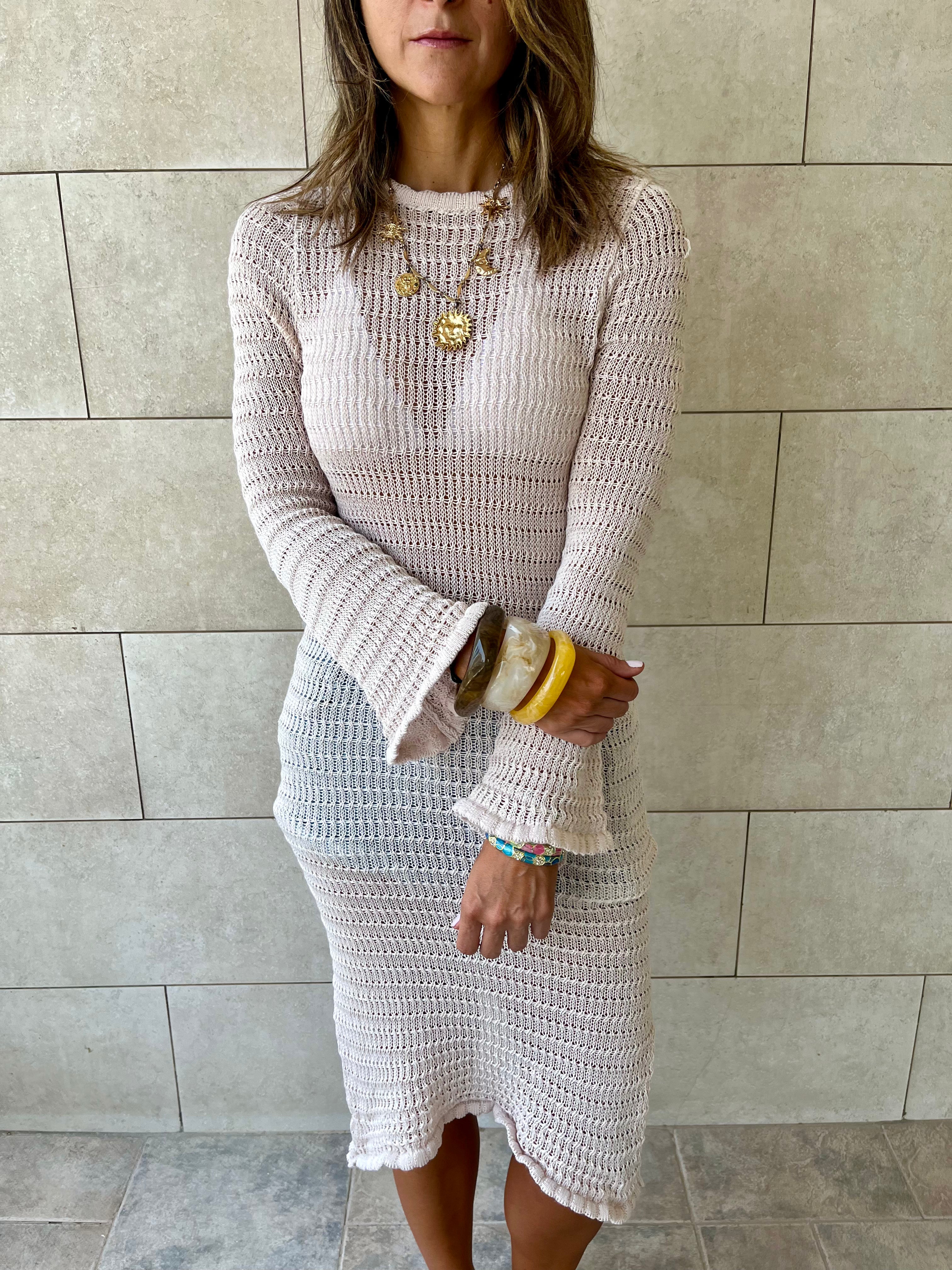 Beige Keeping It Casual Crochet Dress Cover Up