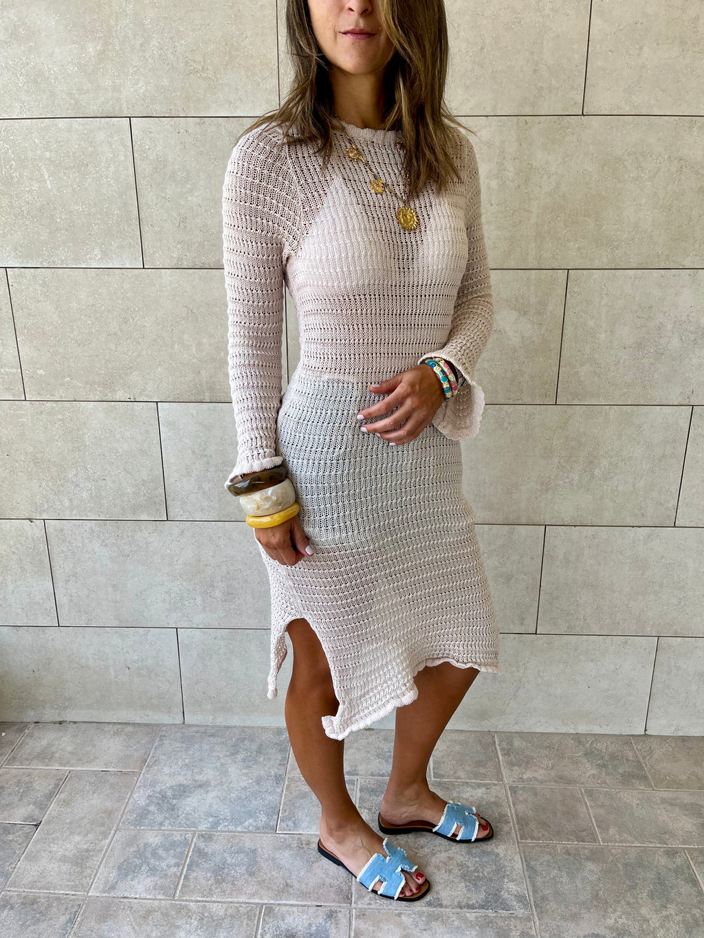 Beige Keeping It Casual Crochet Dress Cover Up