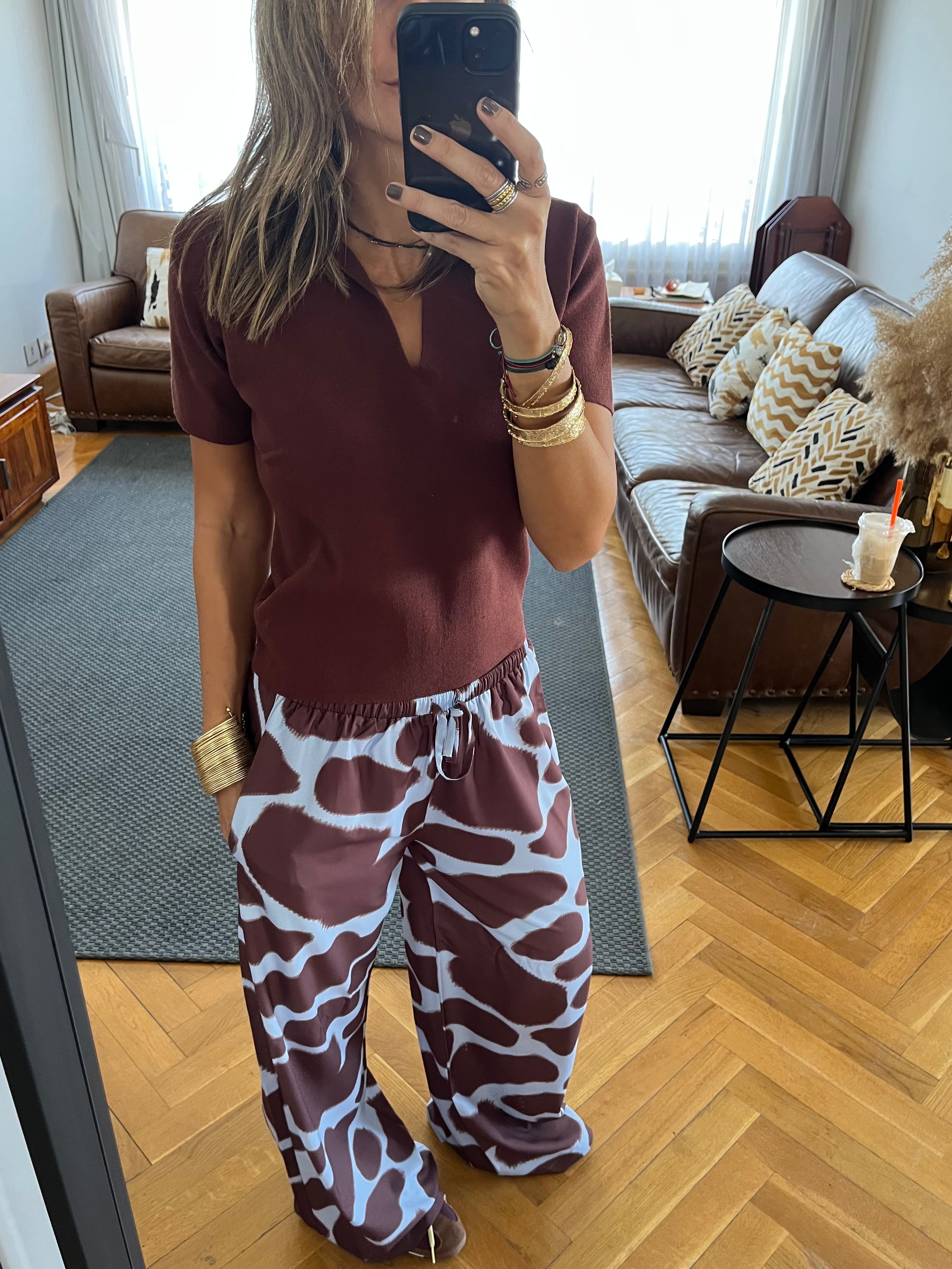 Brown Frillu Signature Knit Polo