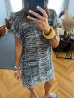 Grey Vibing Shaggy Mini Crochet Coverup