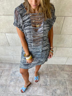 Grey Vibing Shaggy Mini Crochet Coverup